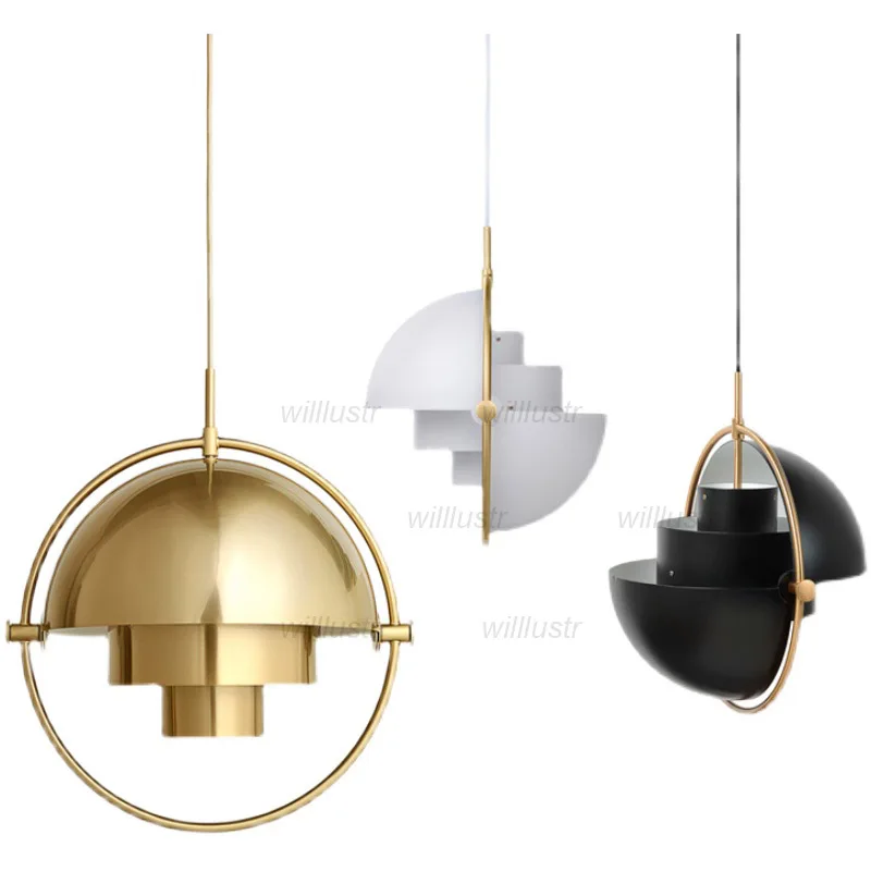 Rotating Metal Pendant Lamp Versatile Helmet Suspension Light Hotel Cafe Bar Creative Iron Sphere Hanging Ceiling Chandelier