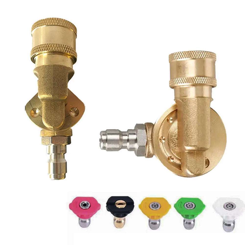 5/7 Gears 4500PSI Heavy Duty Pivoting Coupler With 5 Pressure Washer Nozzles Pressure Washer Nozzles Car Versatile Cleaning Tool