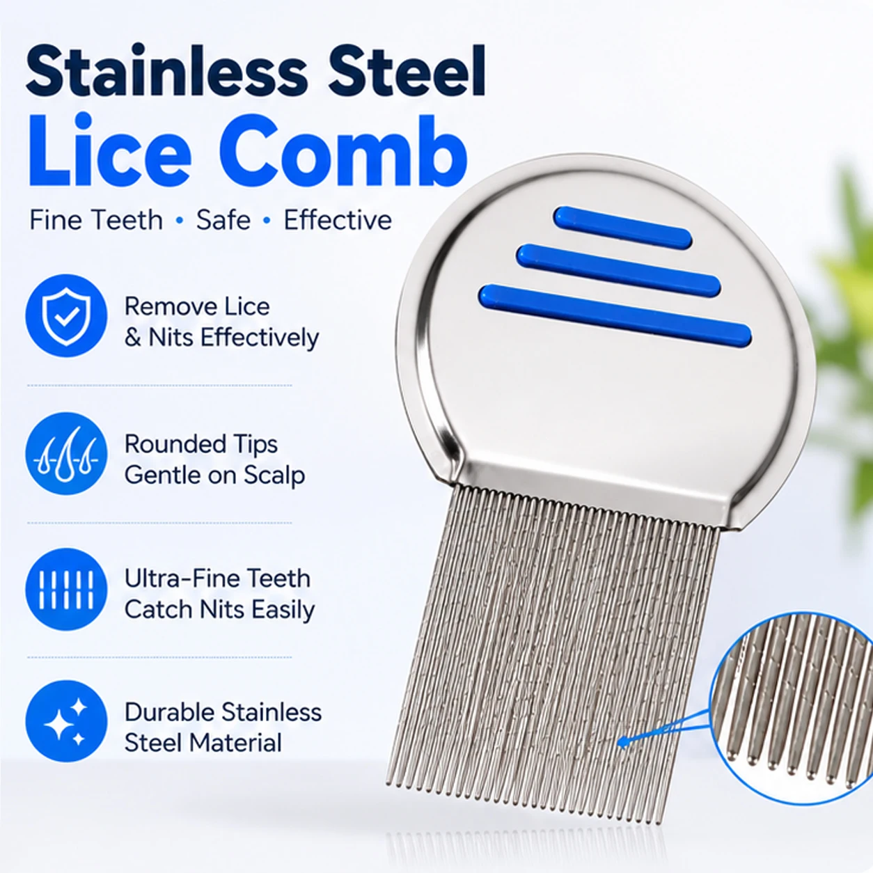 1-3Pcs Metal Lice Comb Stainlesss Steel, Nit Free Terminator Fine Tooth Egg Removal Dust Comb for Head Lice
