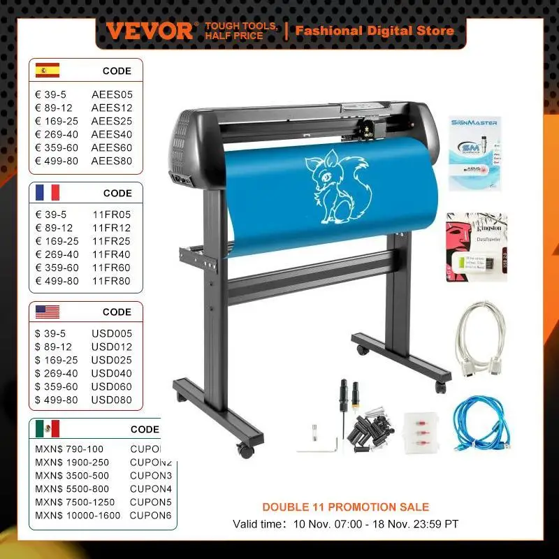 New! 34 Inch Vinyl Cutting Plotter Cutter Machine with 3 Blades & SIGNMASTER Software Kit for Sign/Drawing/Decoration/Sticker