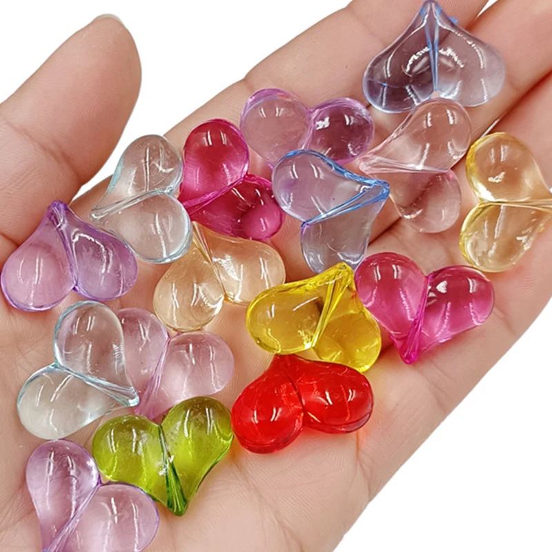 10Pcs Big Love Heart Beads Cute 17mm*22mm Spacer Pendants Colorful Transparent For Necklace  Earrings DIY Craft Jewelry Making