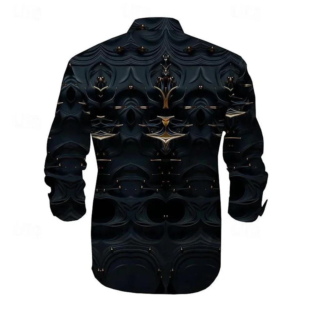 2024 New Men\'s Spring/Summer Long sleeved Polo Collar Cardigan Shirt Ball Club 3D Mask Printed Comfortable Men\'s Clothing