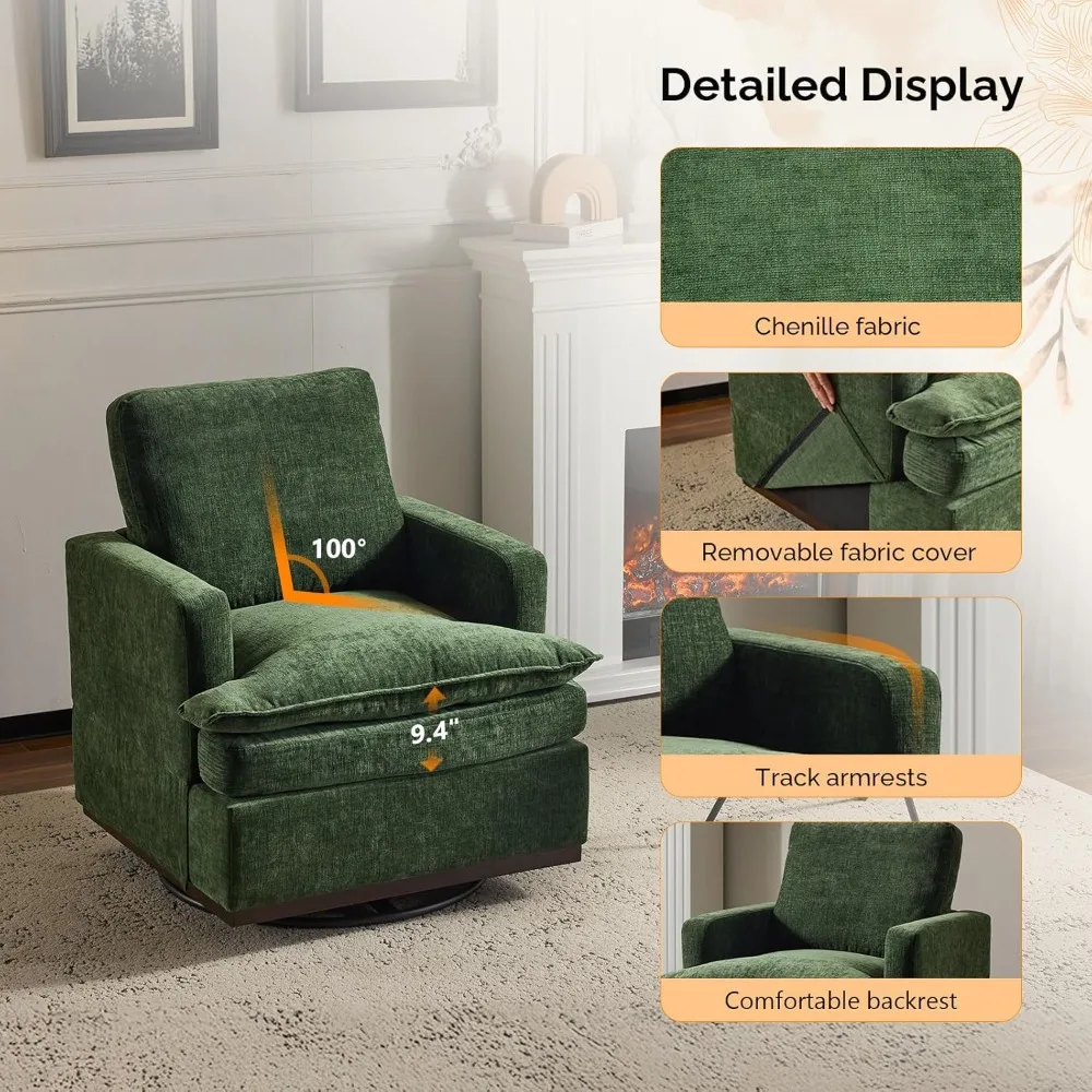 منتصف القرن الحديث 360 °   كرسي دوار مع وسائد مقعد بطبقة مزدوجة، وأريكة مربعة واحدة مريحة، ونادي منجد