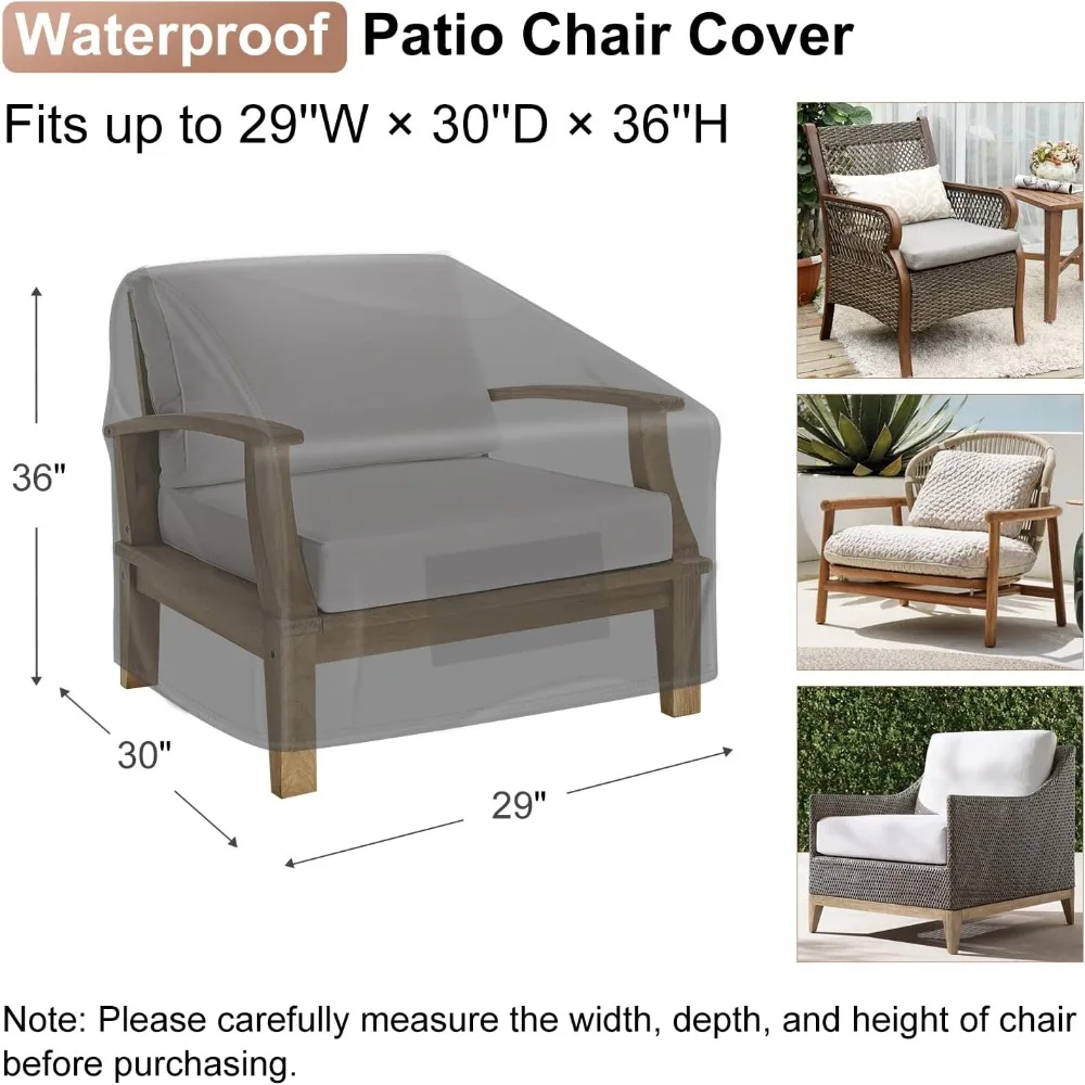 أغطية كراسي الفناء المقاومة للماء من Mrrihand، غطاء أثاث متين للحديقة الخارجية لكراسي الصالة (29 عرض × 30 عمق × 36) #2