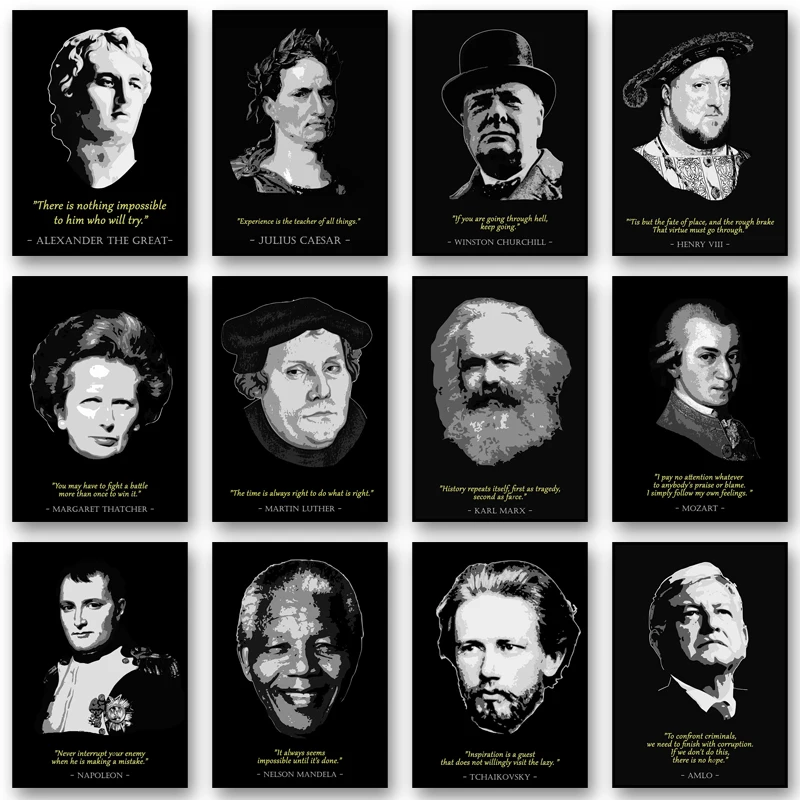 Famous People Quotes Canvas Paintings Churchill Thatcher Marx Posters and Prints Inspirational Wall Art Picture for Home Decor