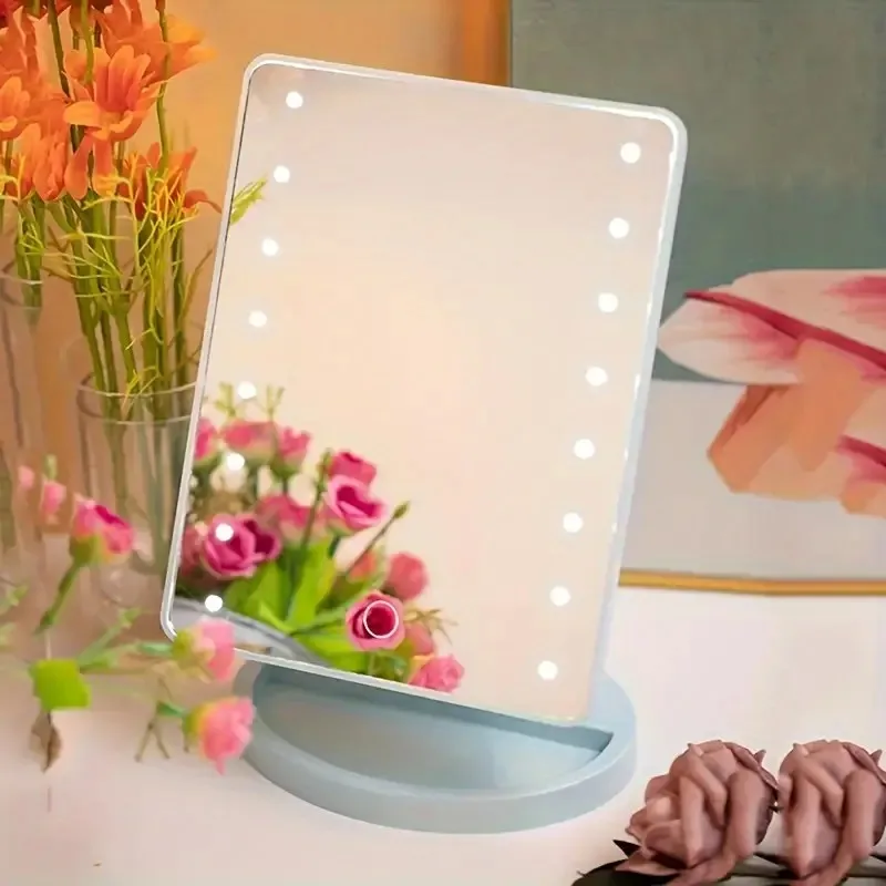 16LED Touch Screen Makeup Mirror, Adjustable Brightness & 3-Speed Rotation, Portable Vanity Mirror with Light, Perfect for Dormi