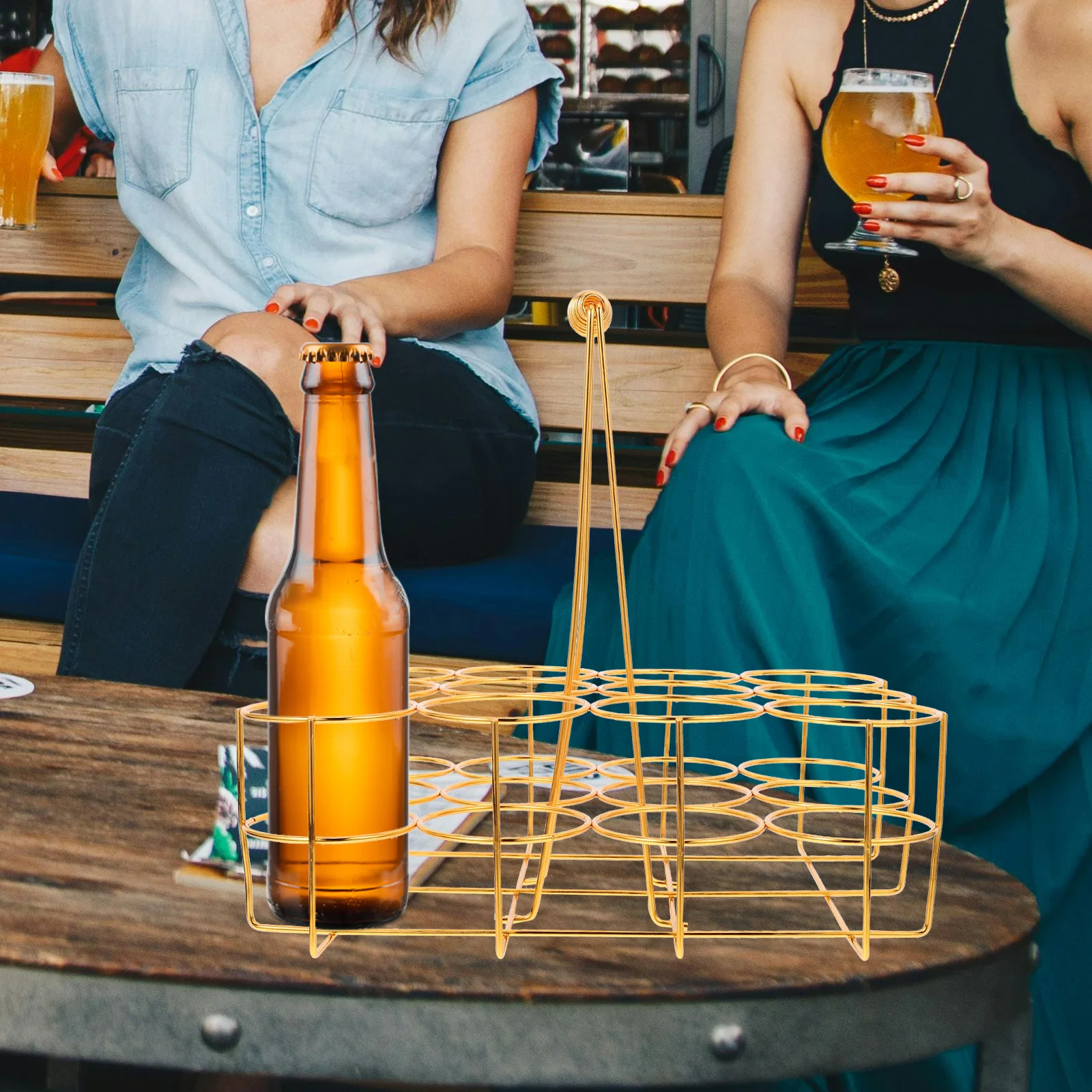 

1pc Creative Holding Basket Iron Rack Carrier Bottle Holder Bar Supply Storage Organizer Handheld Basket Ktv Beer Holder