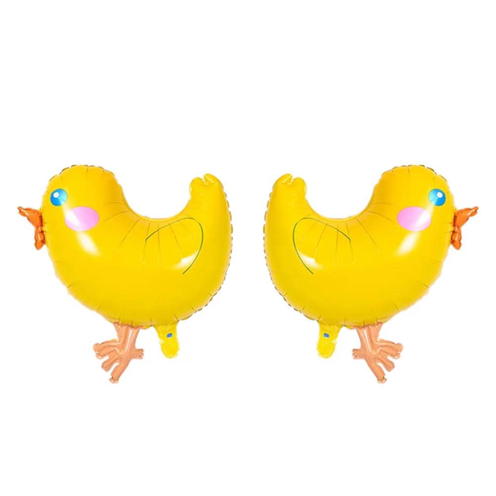 

3 Pcs Cartoon Chicken Balloons Birthday Decor Yellow Chickens Pattern