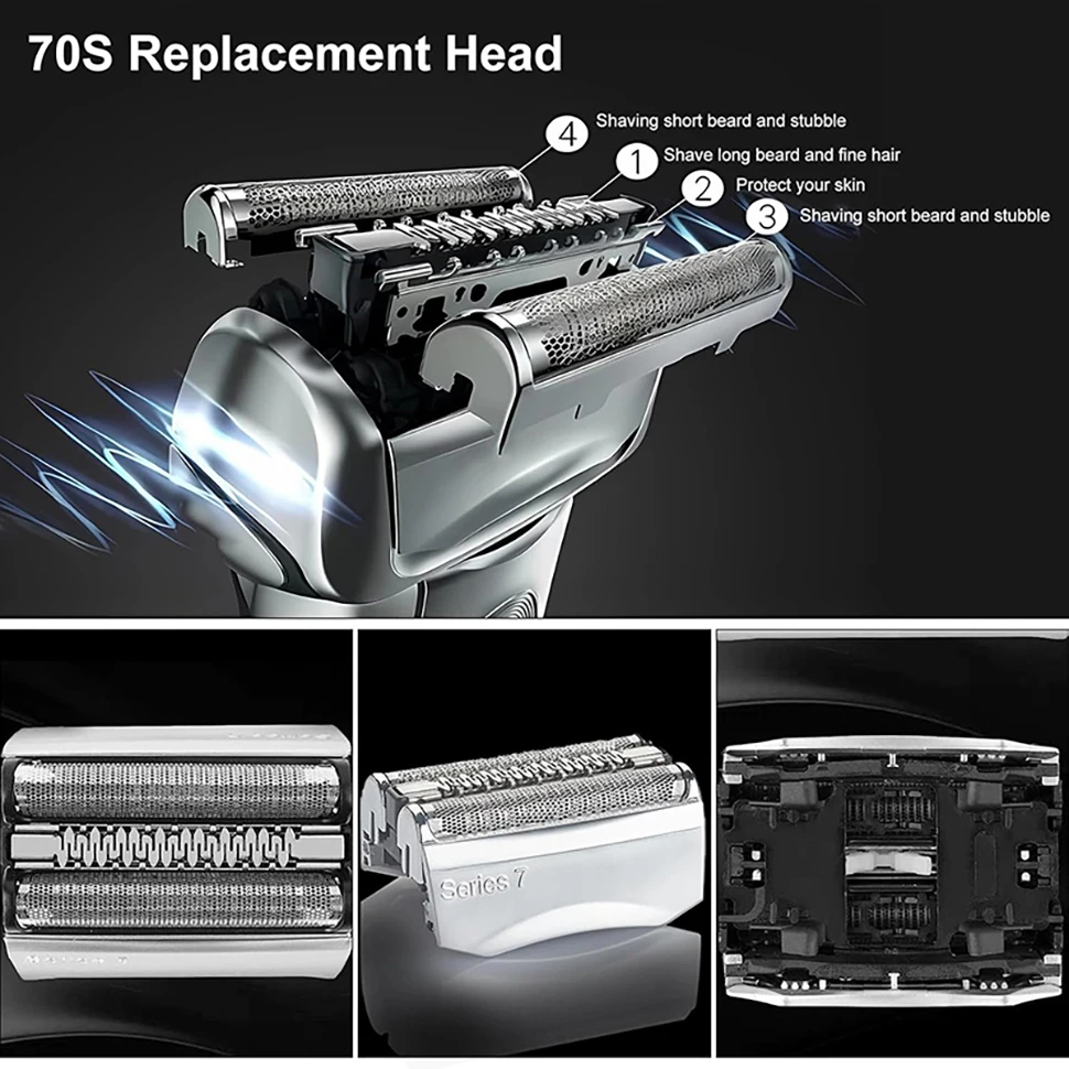 Elektrische Bart Rasieren Ersatz für Braun Rasierklinge Serie 7 70S 790cc 720 720s 740 Folie Rasierer Kopf Cutter Kopf Mesh Abdeckung – Detail 2