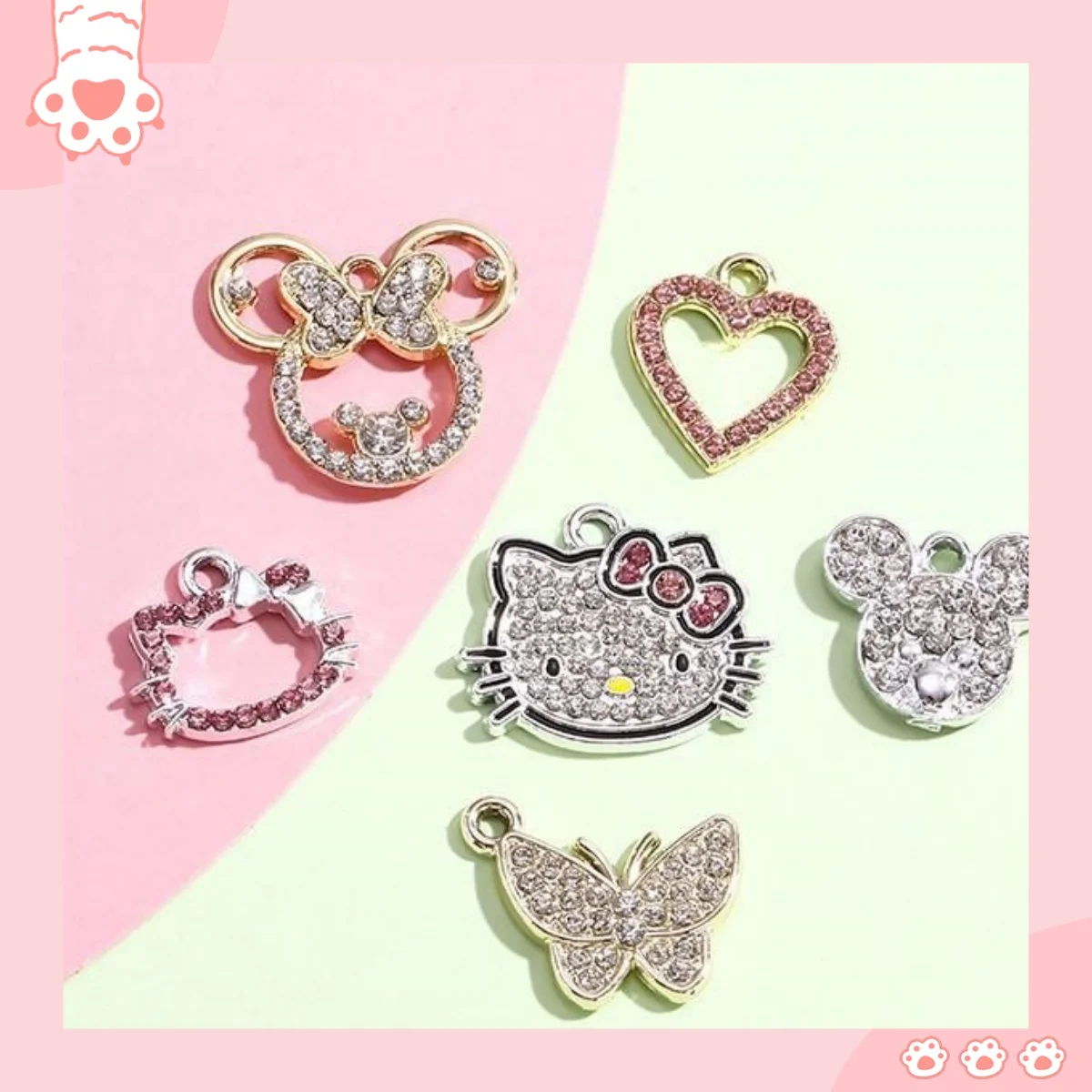 

hello kitty DIY accessories bow pendant mickey minnie rhinestone bracelet alloy accessories European and American style charm