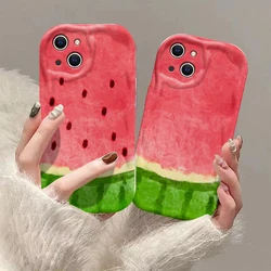 Cute Summer Watermelon 3D Wave Case For iPhone 16 15 14 13 12 11 Pro Max Mini X XR XSMAX 8 7 6S Plus Soft Silicone Cover Funda