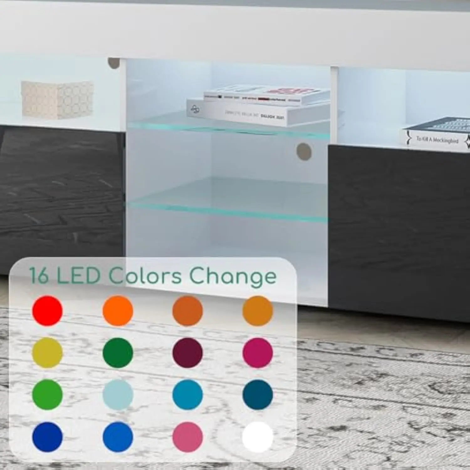 Светодиодная подставка для телевизоров с диагональю до 65 дюймов, современный глянцевый развлекательный центр со стеклянной полкой, ТВ-консоль со светодиодной подсветкой для Li