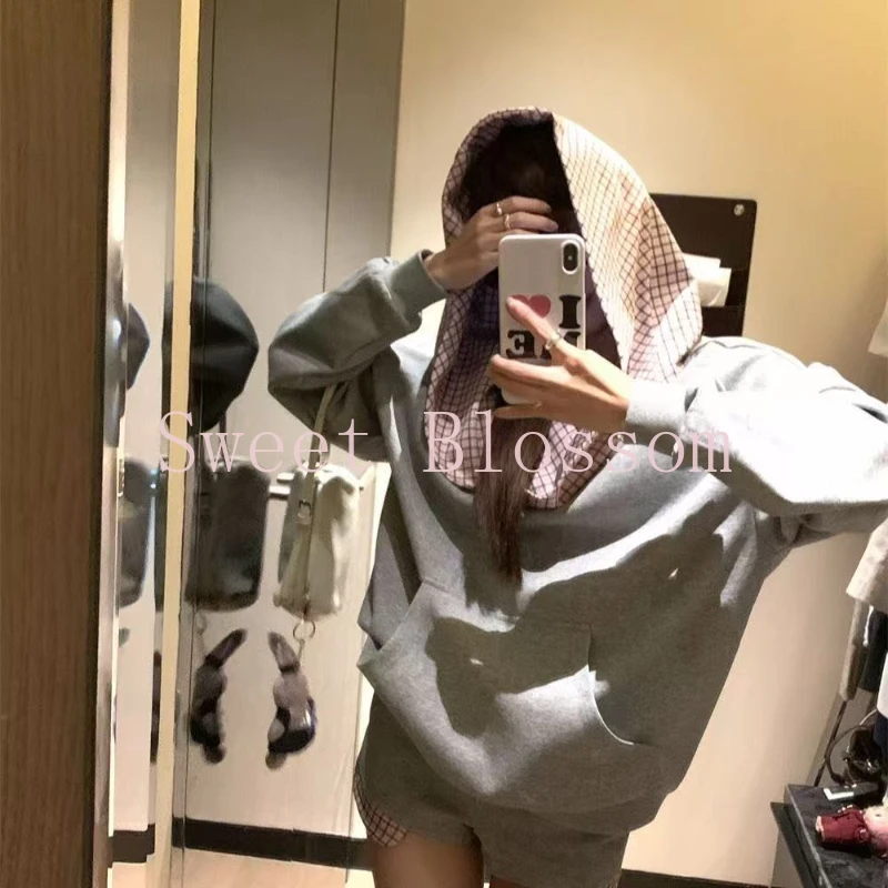 Koreanische Casual Adrette 2-teiliges Set Frauen Off Schulter Plaid Patchwork Tops + Dünne Shorts Neue Täglichen Tragen Mode Anzug 2025