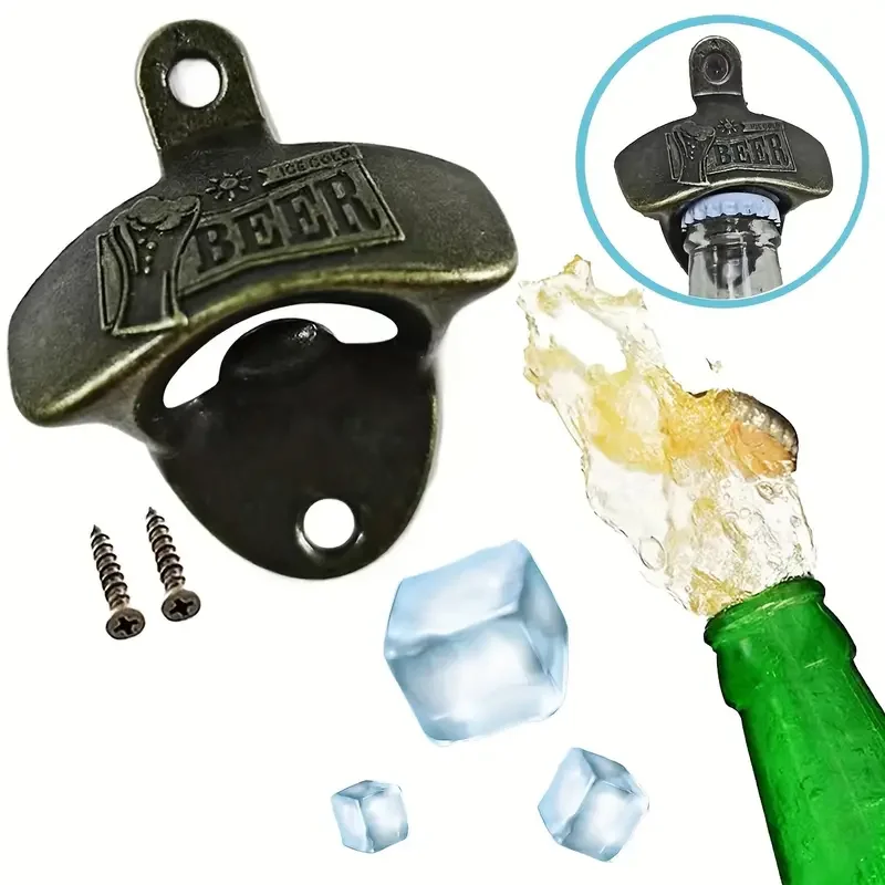 1pc Bottle Opener Wall Mounted Retro Decorative Beer Opener for Bar Pub BBQ DIY Alloy Opener Home Decor Kitchen Gadgets