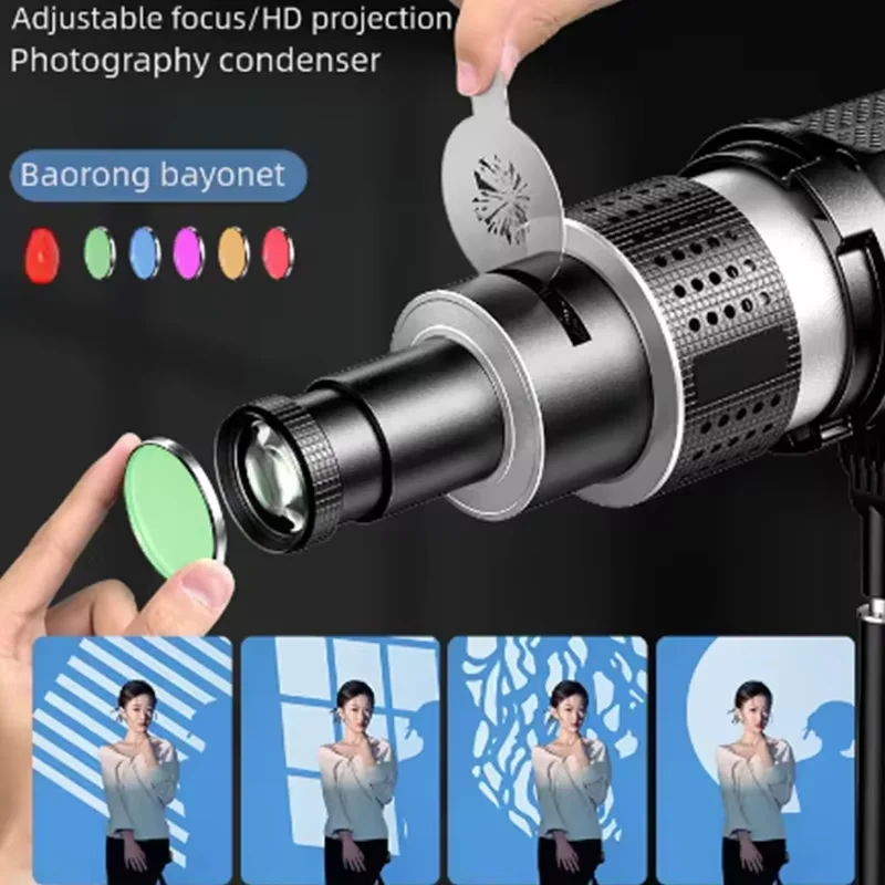 Photography Studio Projector MM-06 Pro Bowens Mount  Attachment 5 Color Filters 35 Gobos Conical Optical Snoot for Godox JINBEI