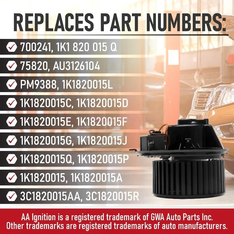 Motor de ventilador A/C para Audi A3 Q3 TT VW Golf V VI Passat Jetta Tiguan 1K1820015 1K1820015A 1K1820015C