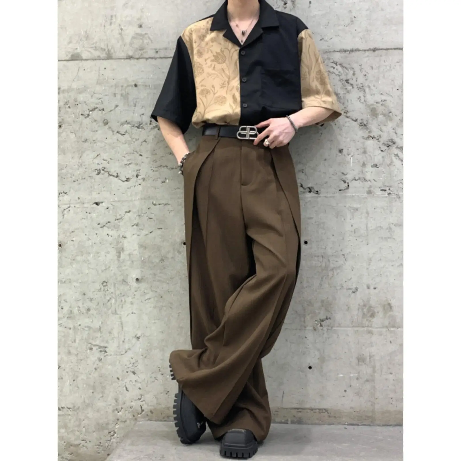 

Men's Tuxedo Pants Pleated Drapey ape Cleanfit Haome Japanese Retro Sle Busin Casual Slim Fit High Waist Pants