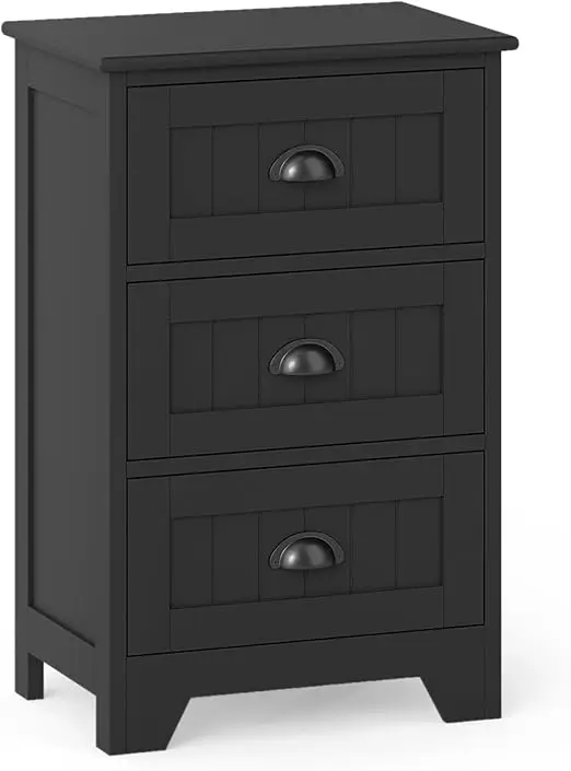 

Nightstand with 3 Ders, Bede Table with Exquisite Metal Handles, Accent Table Soa Side Table with Anti-toppling Device or Bedroo