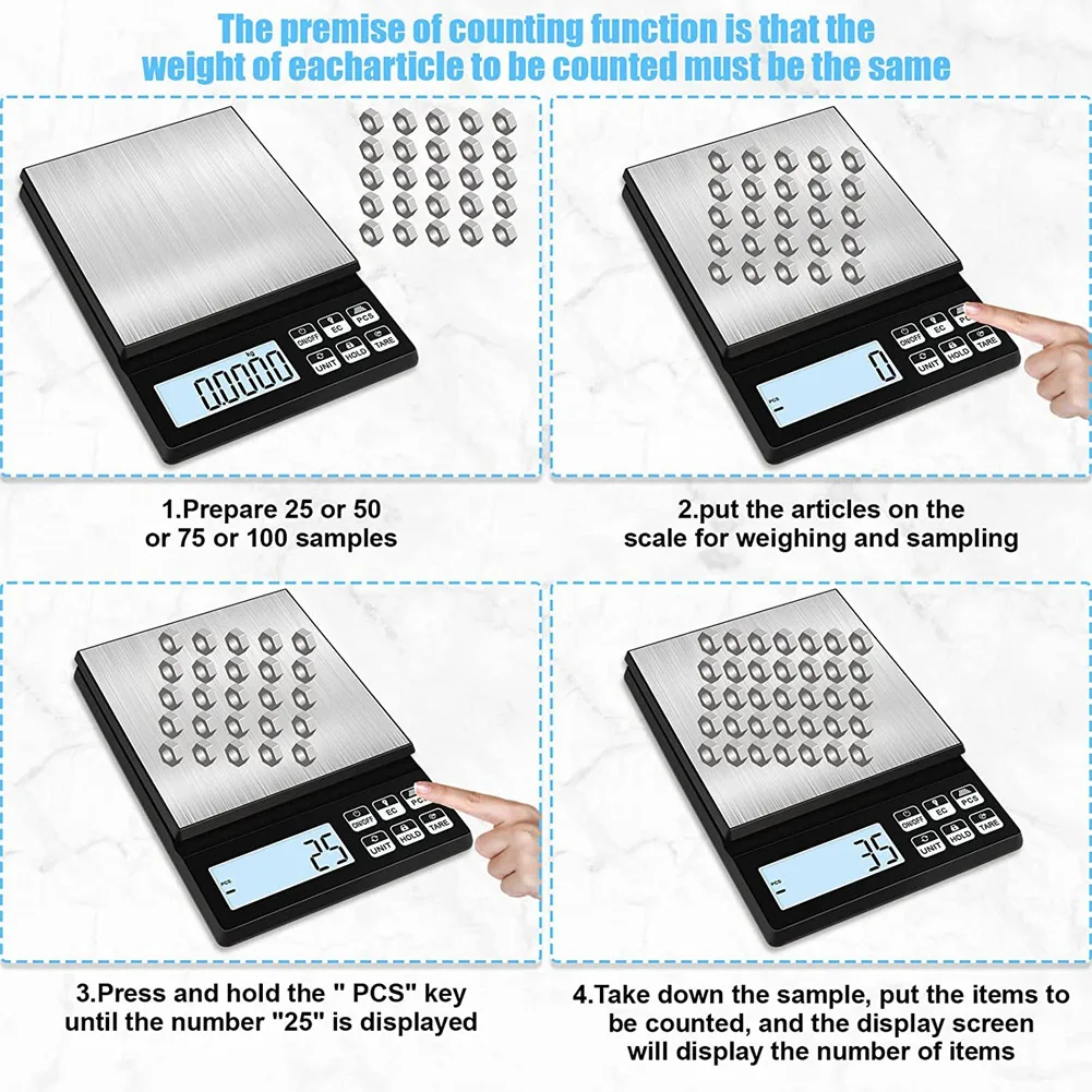 JHD Digital Kitchen Scale,5Kg/0.01G Rechargeable Food Scale,High Precision Kitchen Weighing Scales With LCD Display