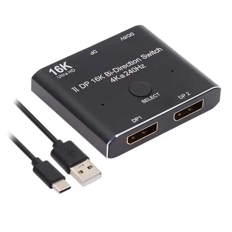 for 16K 8K 4K 240Hz DP Switcher 1.2 2 into 1 DisplayPort High Definition 2.0 Splitter