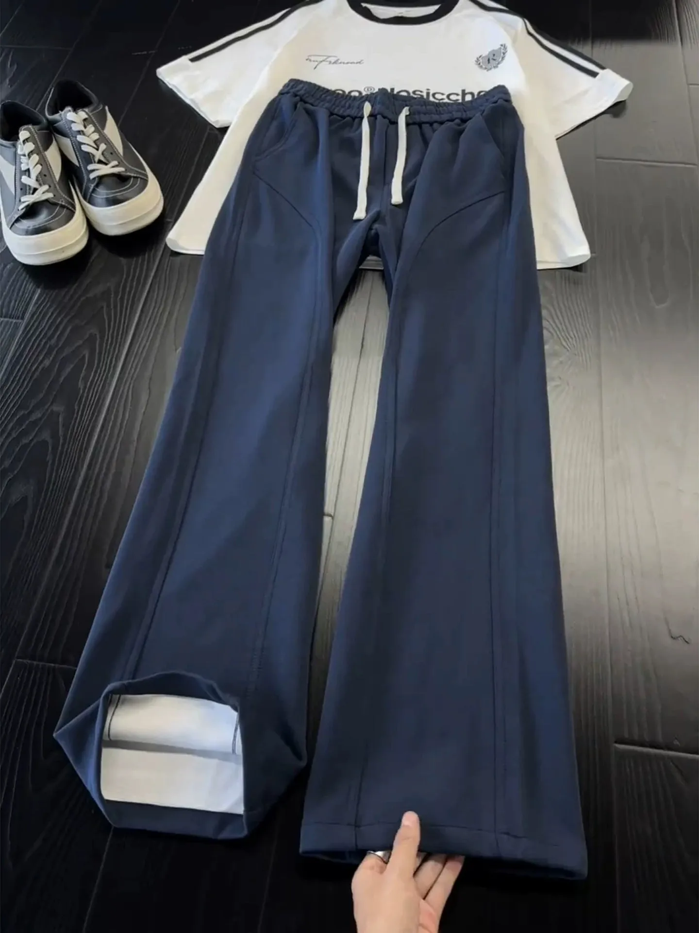 American Style Loose Fit Straight Leg Pants Men's Autumn Casual Trousers CleanFit Micro Flare Pants Knife Cut Youthful Vitality