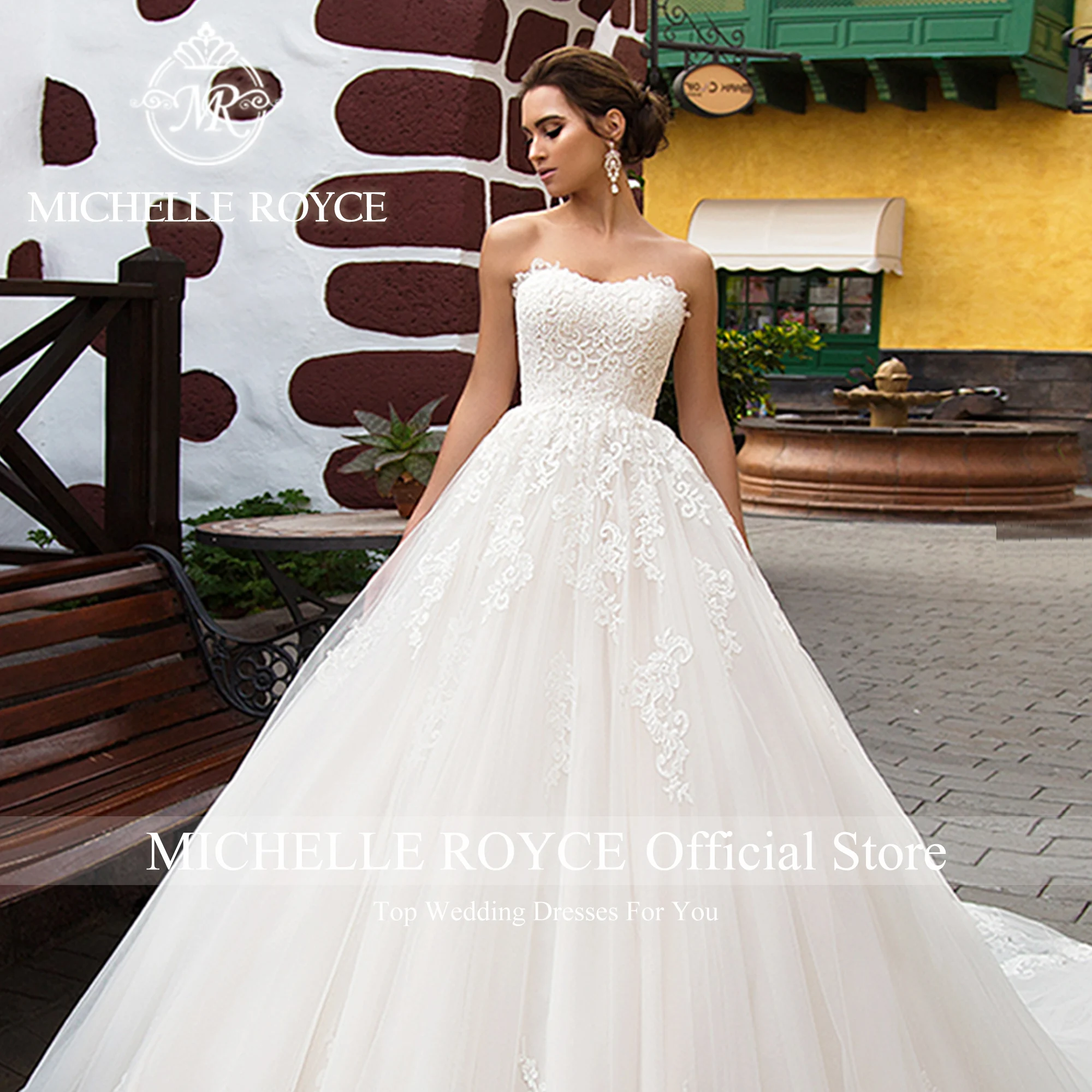 ميشيل رويس وصول جديد للنساء مع سترة قابلة للإزالة مثير الحبيب الأميرة ثوب زفاف Vestidos De Novia