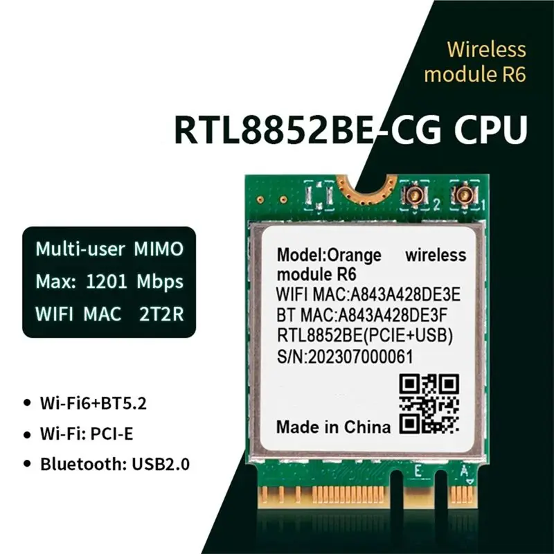 Pi Wifi Module Wi-Fi6+BT5.2 With PCIE For Opi 5 Plus Board M.2 E-Key Wireless Module