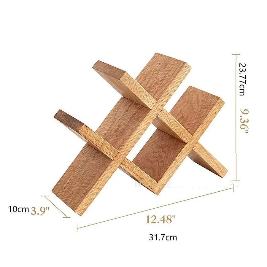 رف النبيذ الخشبي الصلب رف عرض النبيذ الخشبي/الوقوف ورف تخزين النبيذ على سطح الطاولة للمنزل بار قبو المطبخ الطابق السفلي #6