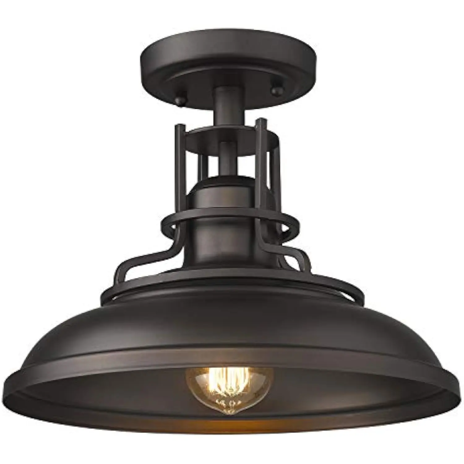 

1-Light Semi Flush Mount Light Fixture, 12 英寸 Farmhouse Ceiling Light Fixture for Hallway, Porch, Laundry, Foyer, Oil Rubbed