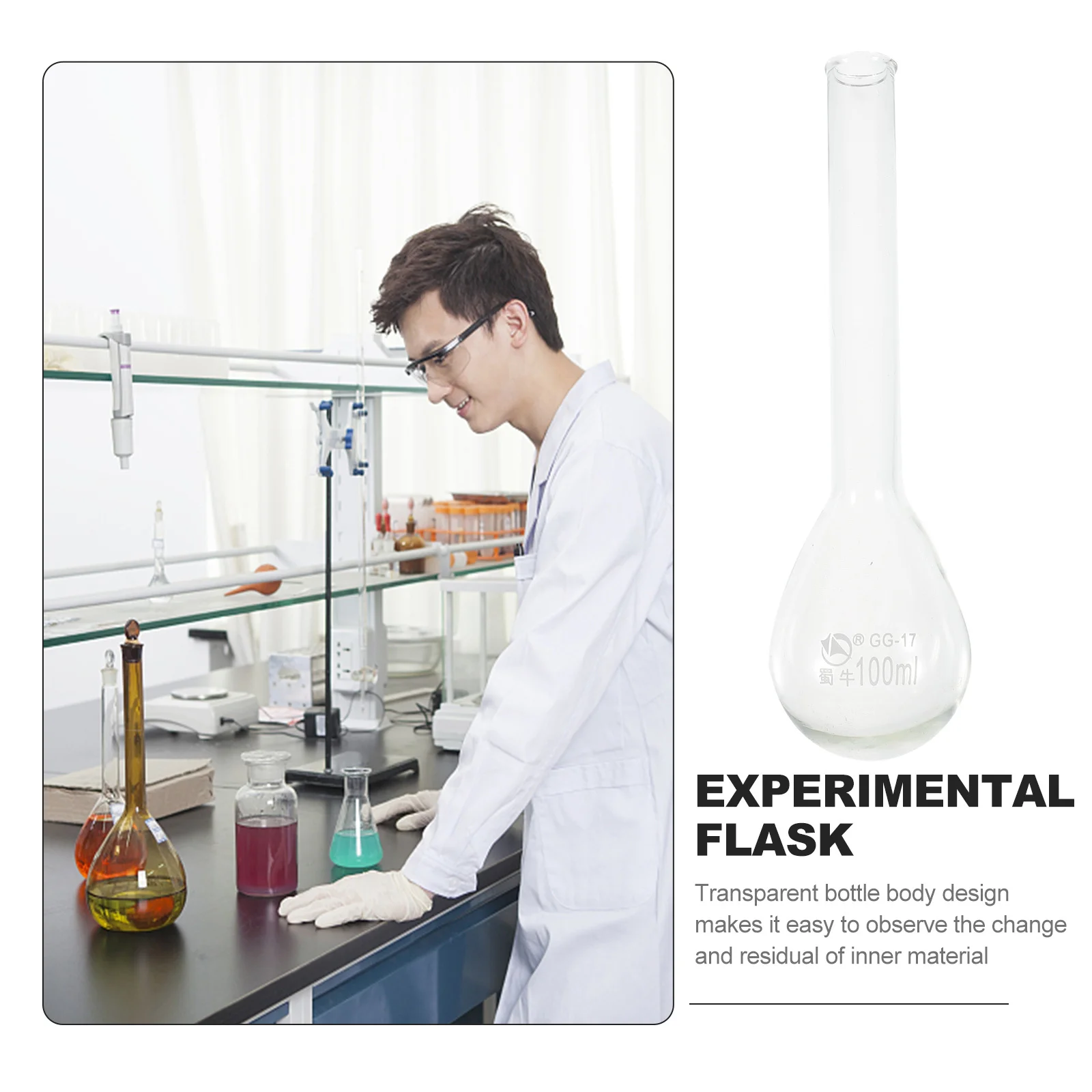 

High Quality 100ml Nitrogen Flask Transparent Body Easy Observation Residual Material Lightweight Portable Glass Flask