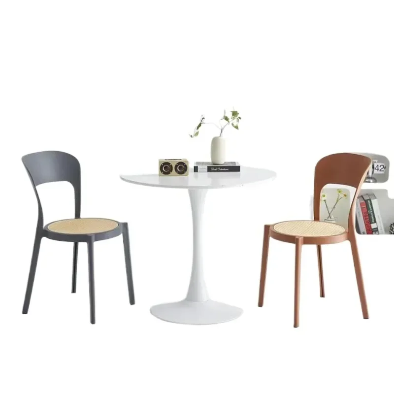 

Plastic Home Dining Chair Rattan Restaurant Modern Simple Fashion Creative Backrest Stool Nordic Chair