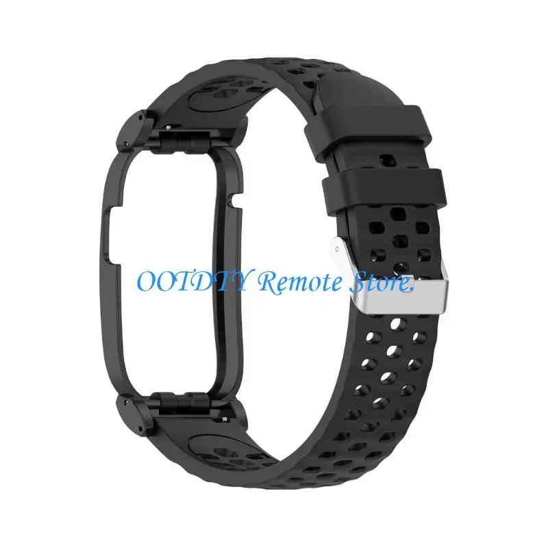 Model-Specific Replacement Wristband Strap with Integrated Metal Protective Frame, Perforated Silicone Band and Pin Fastener for
