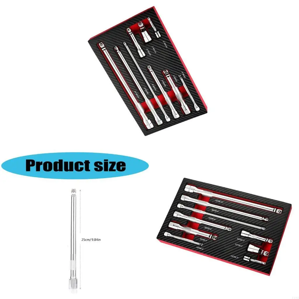 F19B High Strength Steel Ball Joint Socket Extension Bar 9 Piece Socket Adapters Tool