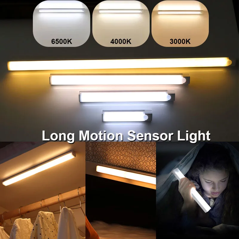 LED Light Strip USB Rechargeable LED Lights Magnetic Motion Sensor Wireless Night Light Kitchen Cabinet Storage Room Decoration