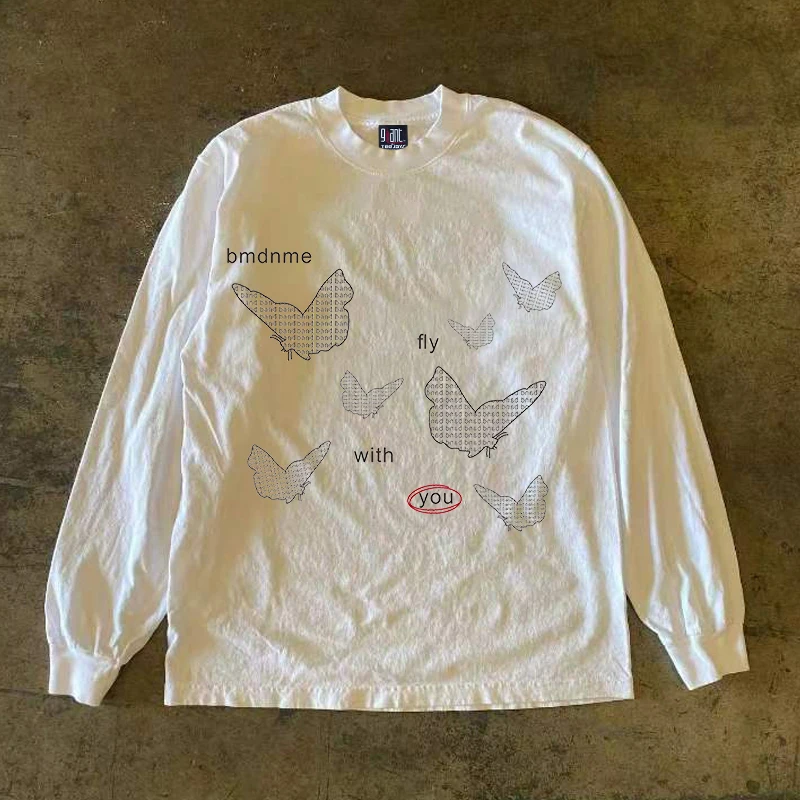 

Футболка с длинным рукавом из плотного хлопка 300 г, с буквенным принтом, универсальная, оверсайз, модный аксессуар для одежды