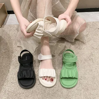 여성용 오픈 토 로우 힐 캐주얼 신발, 가벼운 패션 여성 신발, 골드 및 실버 샌들, 여름, 2024 신상 패션 