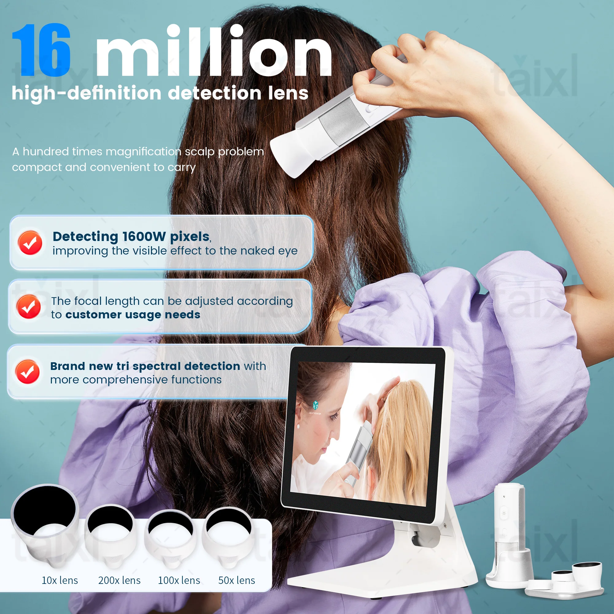 Professional AI Hair Detector Handheld Mini Intelligent Hair Analyzer Analysis Scalp Care Scalp Hair Follicle Analyzer Salon Spa