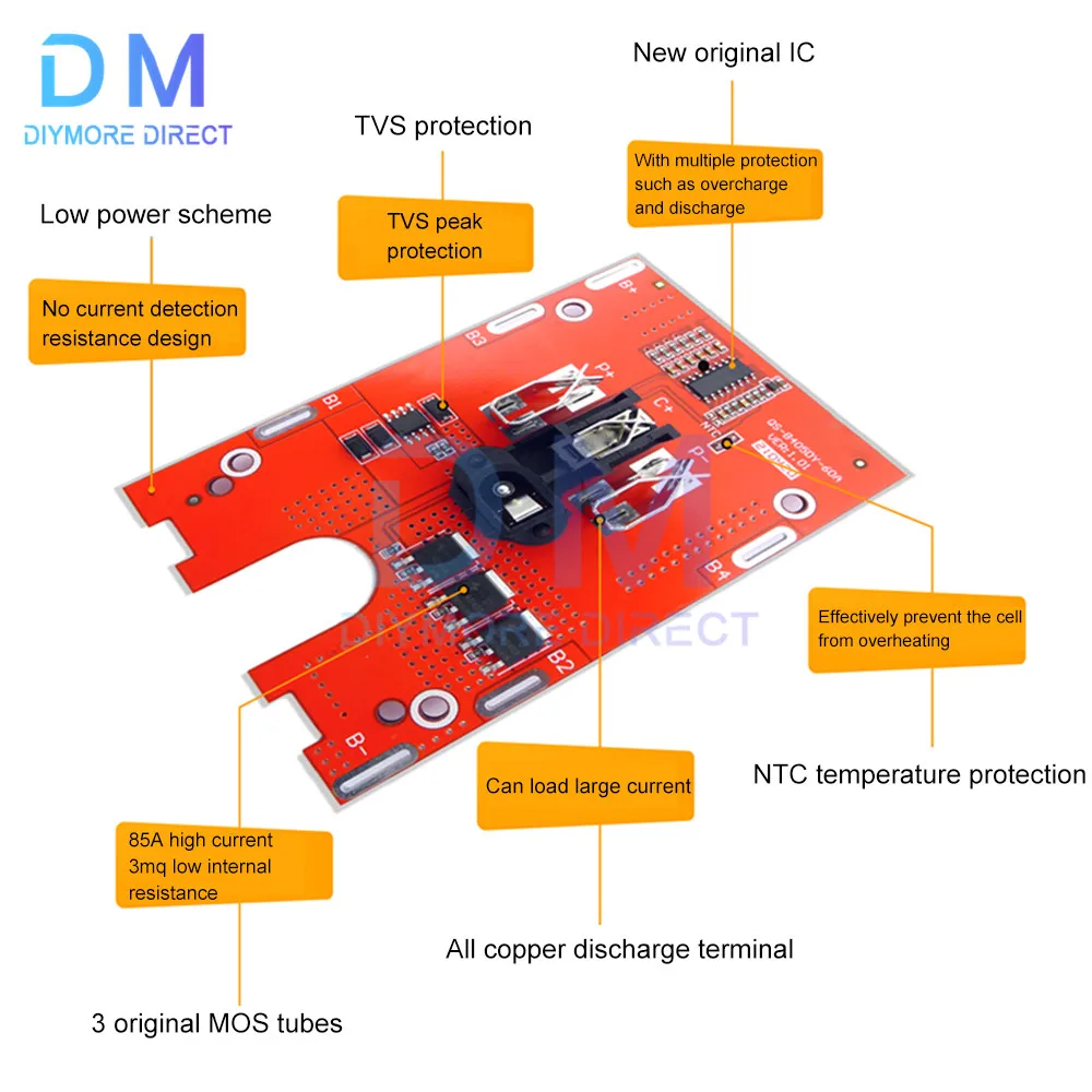 18650 Battery Power Bank Charge Protection Board BMS 5S 18V 21V 65A Li-ion Lithium For Screwdriver/Electric Tools