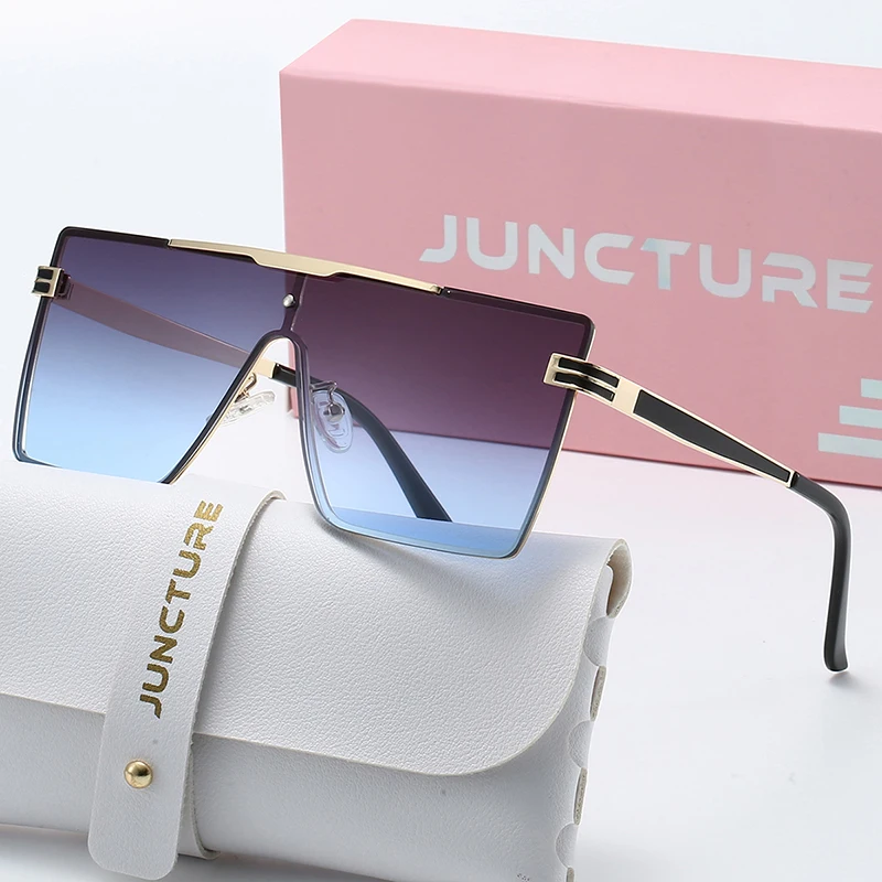 Okulary przeciwsłoneczne damskie JUNCTURE Fashion, metalowa duża oprawka, gradientowe szkła, okulary damskie na imprezę, prezent na wakacje, okulary przeciwsłoneczne dla kobiet