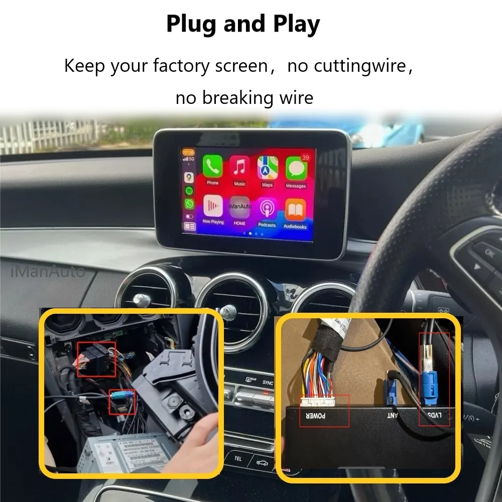 iManAuto Wireless CarPlay Adapter Android Auto Module For Mercedes Benz A B C CLA CLS GLA GLK SLK ML GL NTG4.5/4.7 NTG5.0System