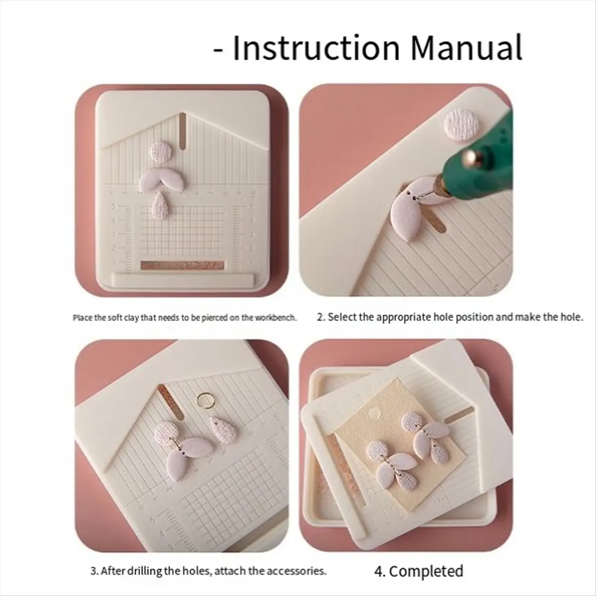 Goodprice Soft Ceramic Punching Auxiliary Tool Drilling Dust Box DIY Jewelry Punching Positioning Polymer Clay Tool Pink