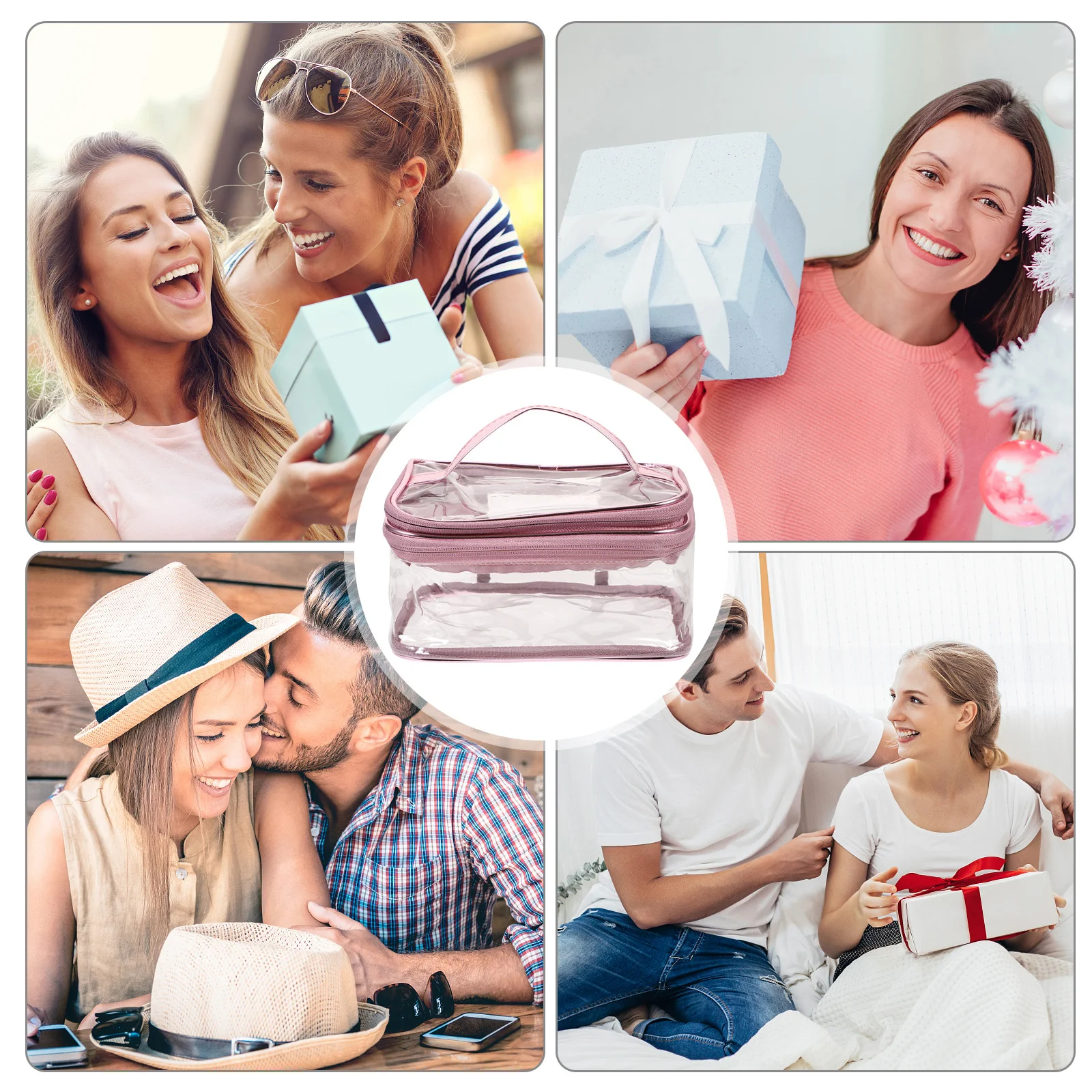 

Double Layer Clear Bag Waterproof Portable Travel Makeup Organizer Toiletry Storage Zipper Makeup Bag