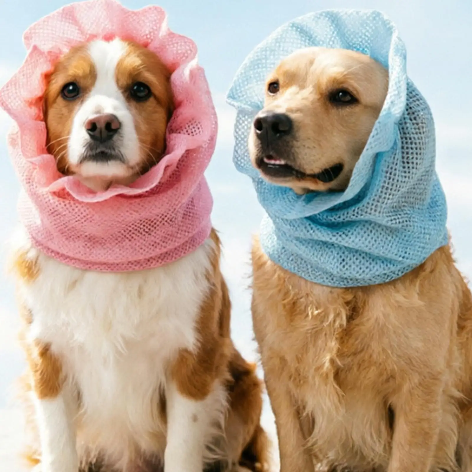 Dog Ear Wrap Breathable Mesh Protector Anti Mosquito Pet Head Cover Lightweight Ear Muffs Summer Hiking Walking Grooming