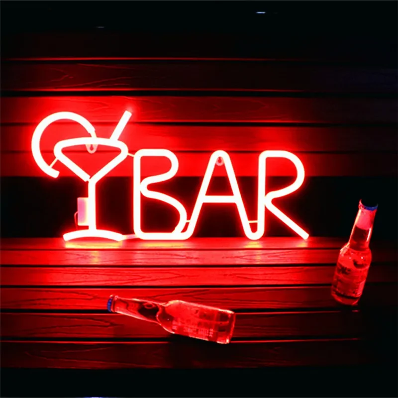 Bar Neon Sign Light LED, Juice Letter, Tube de lampe avec télécommande, Abonnés, Bar, KTV Snack Shop, Décoration murale de Noël, 57x26cm