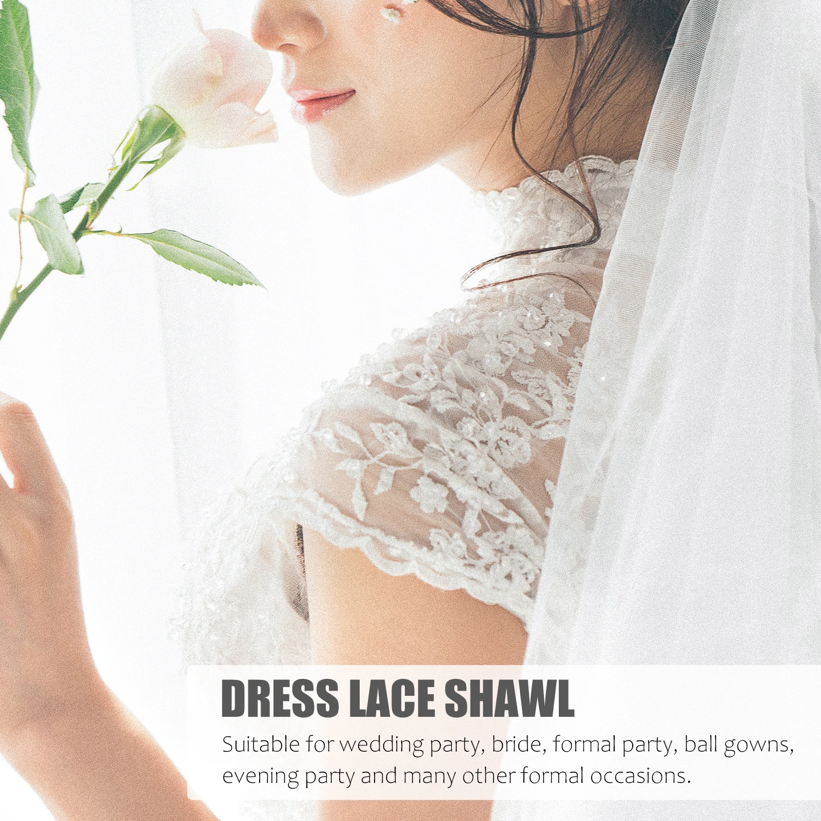 

Bridal Cloak Dress Off Shoulder Wrap For Wedding Bride Lightweight Durable Skin-Friendly Polyester Shawl For Skirt Ball Gown