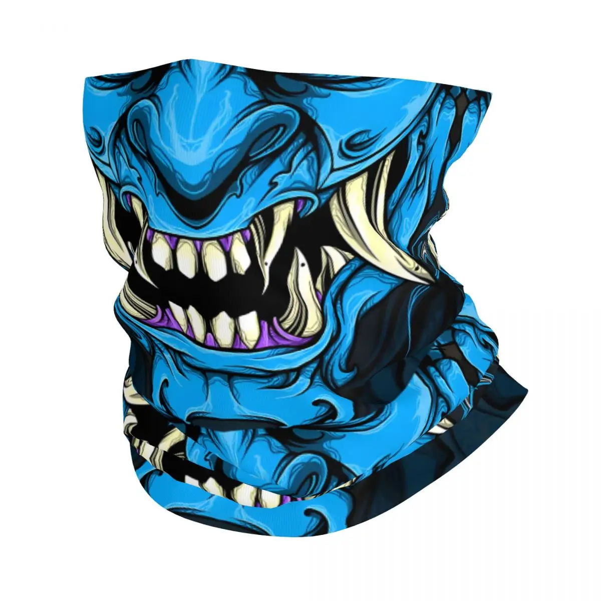 Mystical Oni Demon Hannya Bandana Neck White Scarf Multi-use Headwear Fishing Unisex Adult Winter