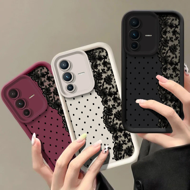 Soft Shockproof Phone Case For Vivo V70 FE V60 Lite V50 V40 Pro V30 SE V27 V25 V23E V20 Pro V30E V29E Lace Pattern Silicon Cover view 2