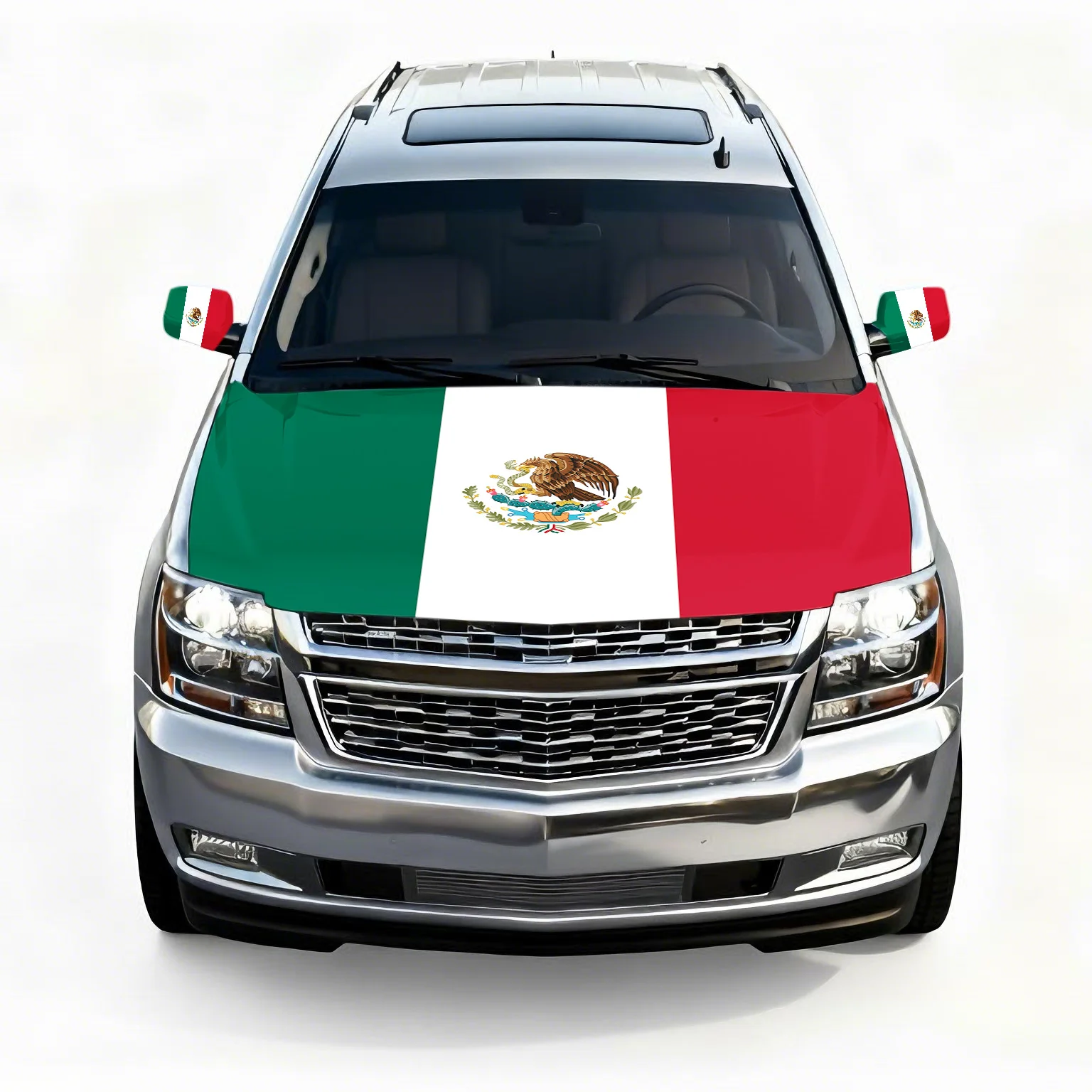 

Накладки на капот и боковые зеркала с изображением флага Мексики для автомобилей, грузовиков и внедорожников, пылезащитные декоративные аксессуары, украшение для праздников и уникальный подарок