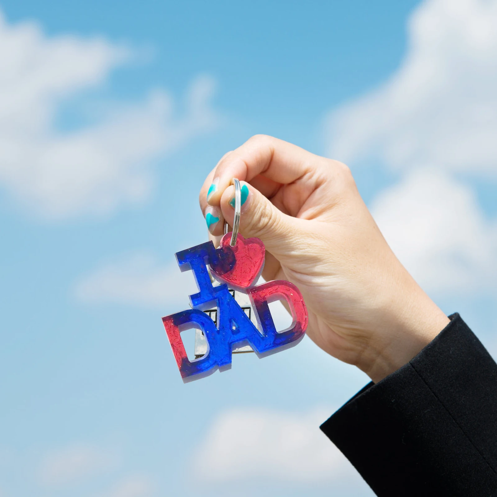 

2Pcs Keychain Charm Mold Silicone Epoxy Resin DIY Creative Gifts for Mother's Day Father's Day Resin Pendant Mold