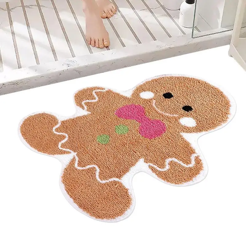 Gingerbread Kitchen Rugs Christmas Doormat Floor Mat With Gingerbread Man Non-Slip Bath Mats Doormats For Hallway Home Decor